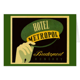 Hotel Metropol Budapest Hungary Bellhop Hat Hälsningskort