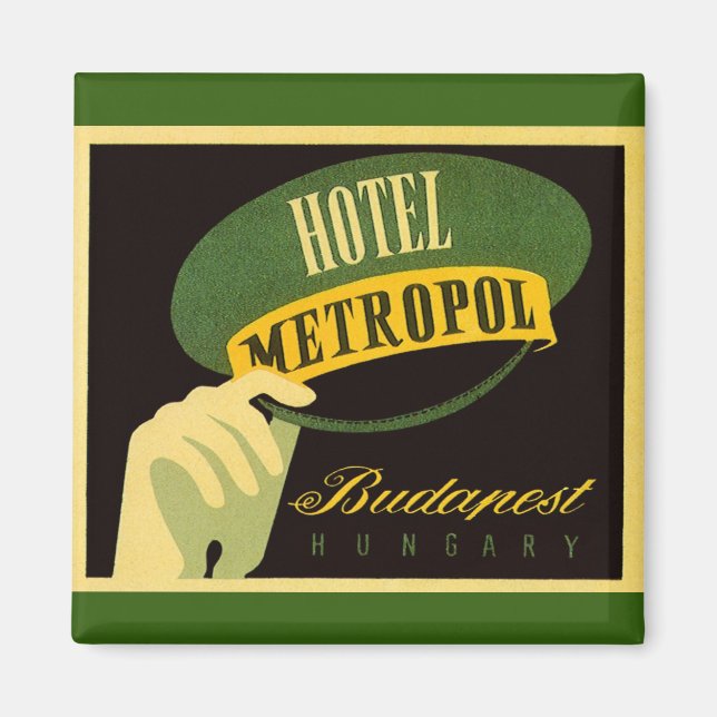 Hotel Metropol Budapest Hungary Bellhop Hat Magnet (Framsidan)