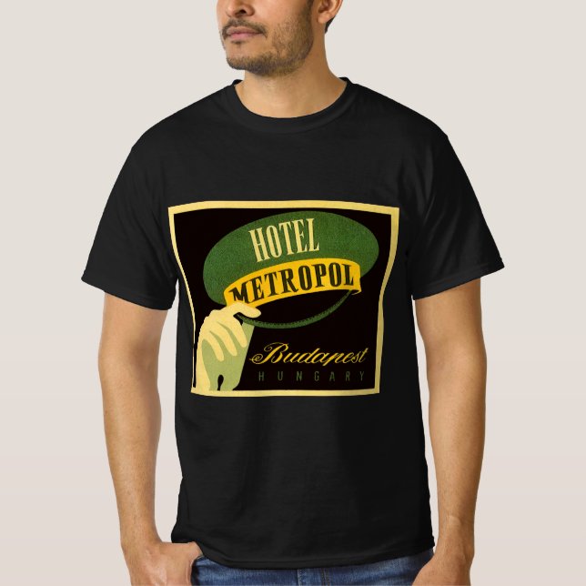 Hotel Metropol Budapest Ungern Bellhopmössa Tee Shirt (Framsida)