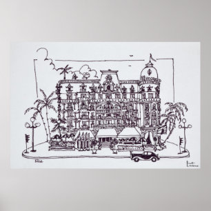 Hotel Negresco English Promenade Nice, Frankrike Poster