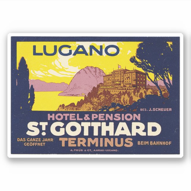 Hotel & Pension St. Gotthard Lugano Klistermärken (Framsida)