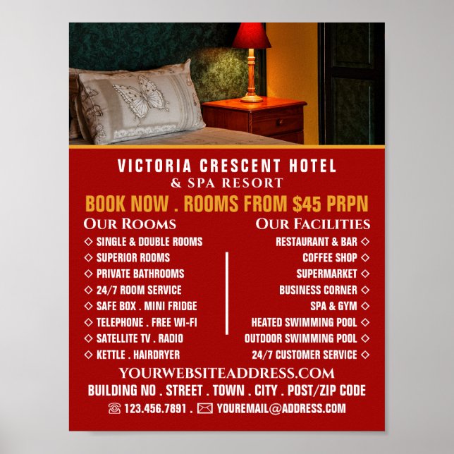 Hotel Room, Hotel Accomodation Advertising Poster (Framsidan)