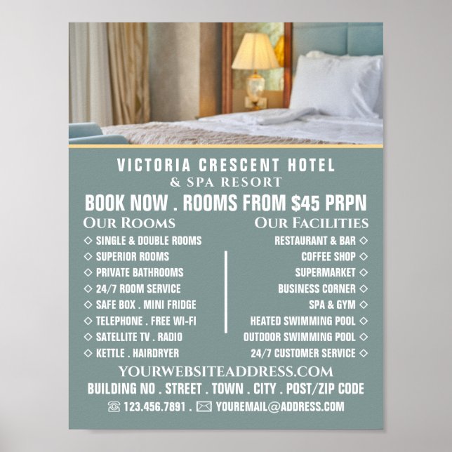 Hotel Room, Hotel Accomodation Advertising Poster (Framsidan)