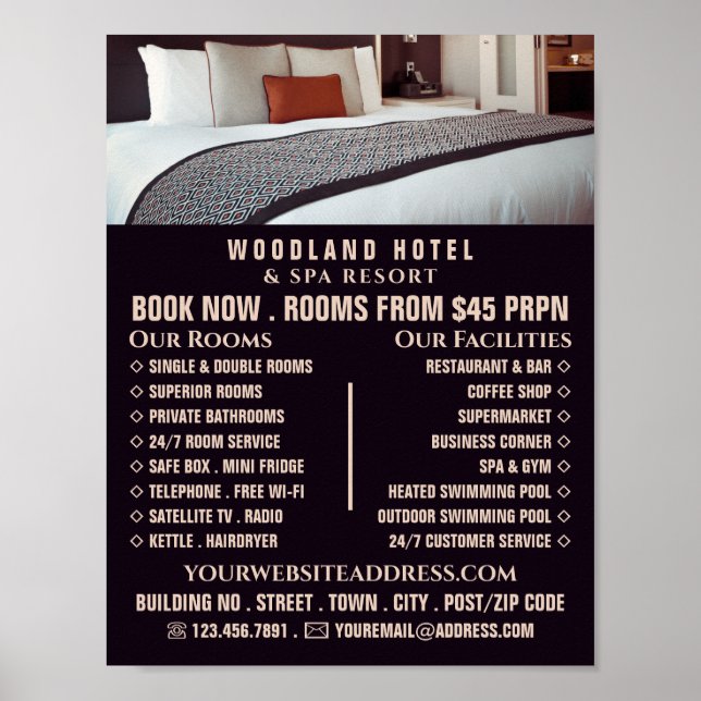 Hotel Room, Hotel Accomodation Advertising Poster (Framsidan)