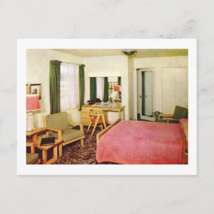 Hotel Room Insida 1950s Retro Vykort
