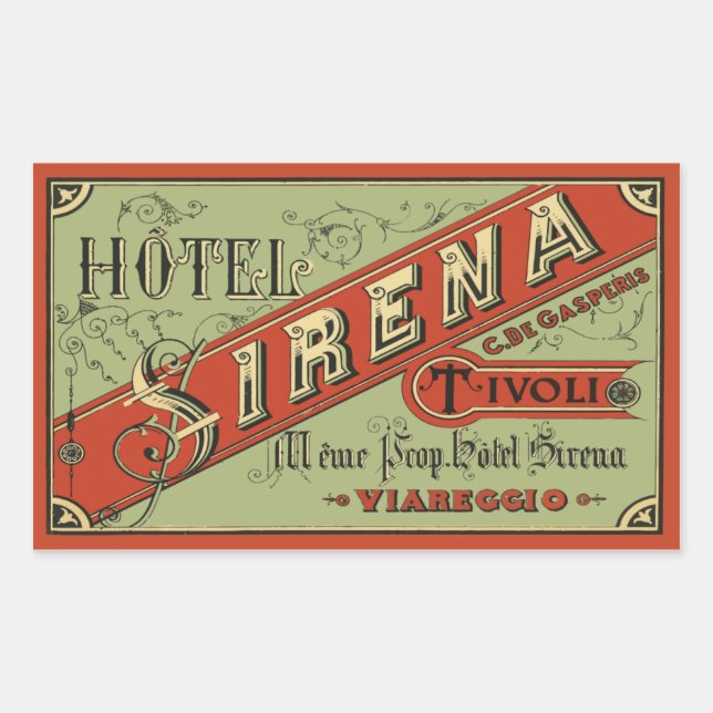Hotel Sirena (Tivoli - Italy) Rektangulärt Klistermärke (Framsida)
