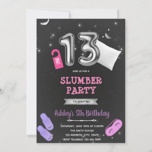 Hotel slumber party 13-årsdag inbjudningar