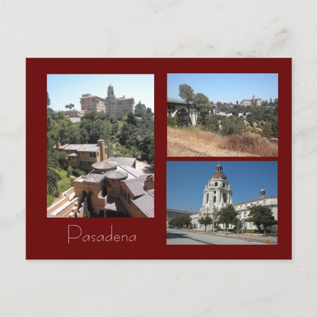 Hotel, stadshuset och Bridge Pasadena Photo Postca Vykort (Framsida)