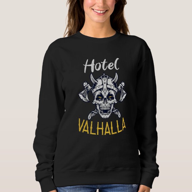 Hotel Valhalla Odin Nordic Viking T Shirt (Framsida)