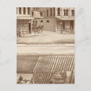 Hotel, vinodling, Tulare Vykort