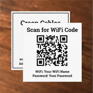 Hotel WiFi Details Plus QR Code Plus Adress på en