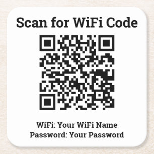 Hotel WiFi-information plus QR-kod Underlägg Papper Kvadrat
