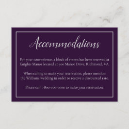 Hotell Bröllop Lila och Silver Tilläggskort