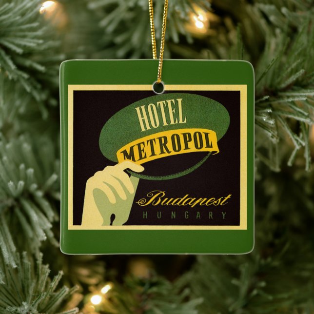 Hotell Metropol Budapest Ungern Bellhopps hatt Julgransprydnad Keramik (Träd)