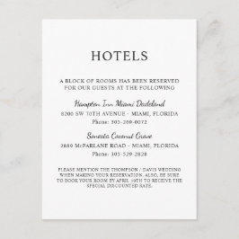 Hotell Modern Minimalistisk Svart och Vitt Tilläggskort