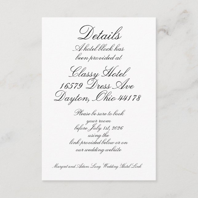 Hotelldetaljer Tilläggskort (Framsida)