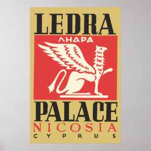 Hotellet Cypern för den vintageLedra slotten reser Poster
