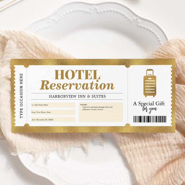 Hotellreservation Semesterpresent Goldcertifikat Inbjudningar (Skapare uppladdad)