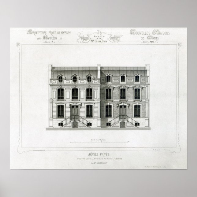 Hotels Prives, 10 och 12 Rue Balzac, Paris Poster (Framsidan)