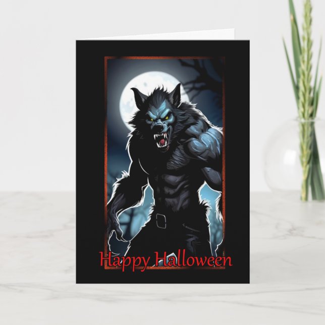 Hotfull Varulv Halloween-kort Helgkort (Framsida)