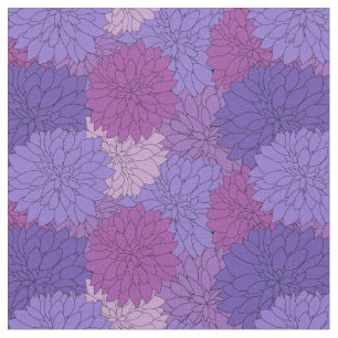 Hothouse Dahlias Lila Blommigt Print Tyg
