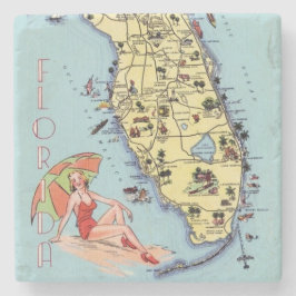 Hötorgskonst för Florida vintage resorkarta Stenunderlägg