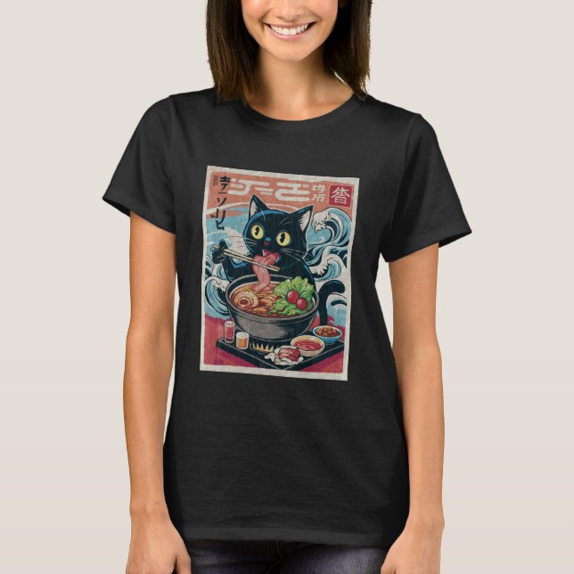Hotpot Katt Hot-Pot Kattunge Japansk T Shirt (Framsida)