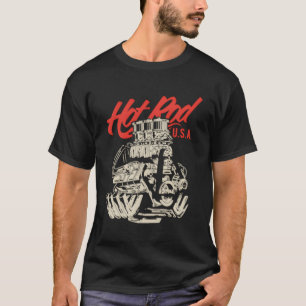 Hotrod Dragster Tävling Bilmotorns motorvagn T Shirt