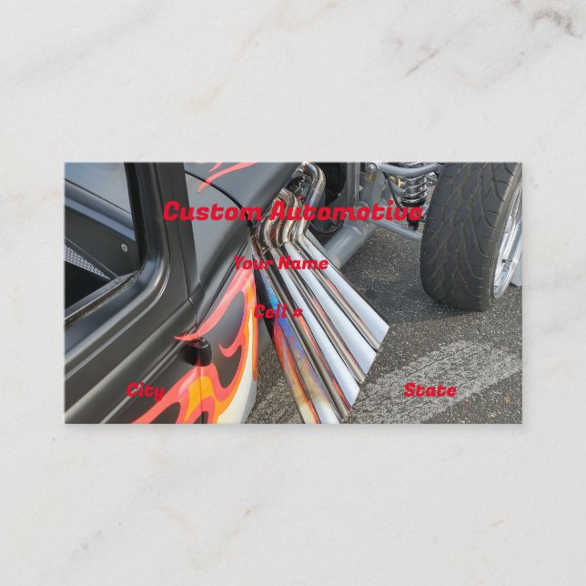 Hotrod Exhaust Pipe Business Visitkort (Framsida)