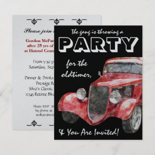 Hotrod för klassiker för Oldtimerpensionparty bil Inbjudningar