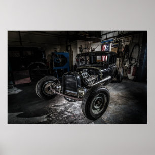 Hotrod i en Garage Poster/Skriv ut Poster