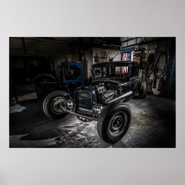 Hotrod i en Garage Poster/Skriv ut Poster (Framsidan)