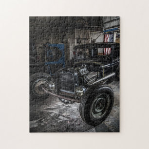 Hotrod i Garage Jigszle Puzzle Pussel