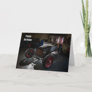Hotrod in a Garage Grattis på födelsedagen Card Kort