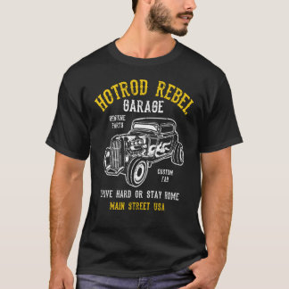 Hotrod Rebel Automotive Nostalgia Old Car Distress T Shirt