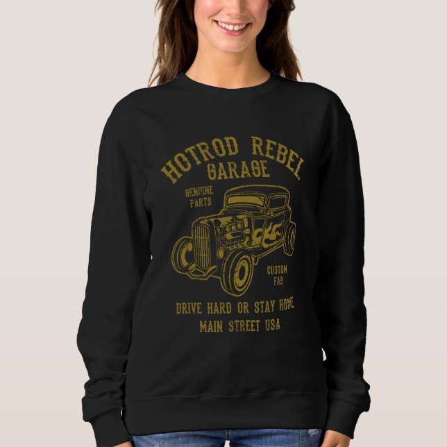 Hotrod Rebel Automotive Nostalgia Old Car Distress T Shirt (Framsida)