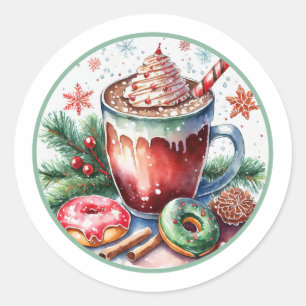 Hott Coco w/ Donuts jul Stickers Runt Klistermärke