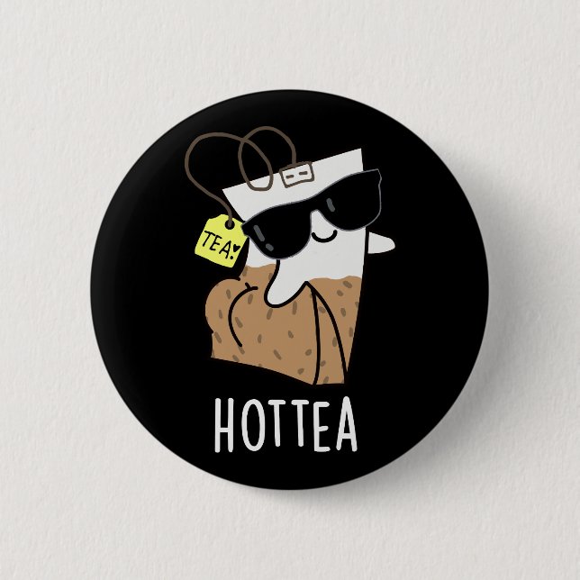 Hottea Funny Hot Tea Pun Dark BG Knapp (Framsida)