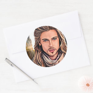 Hottest Guy in the Village Original porträtt art Runt Klistermärke
