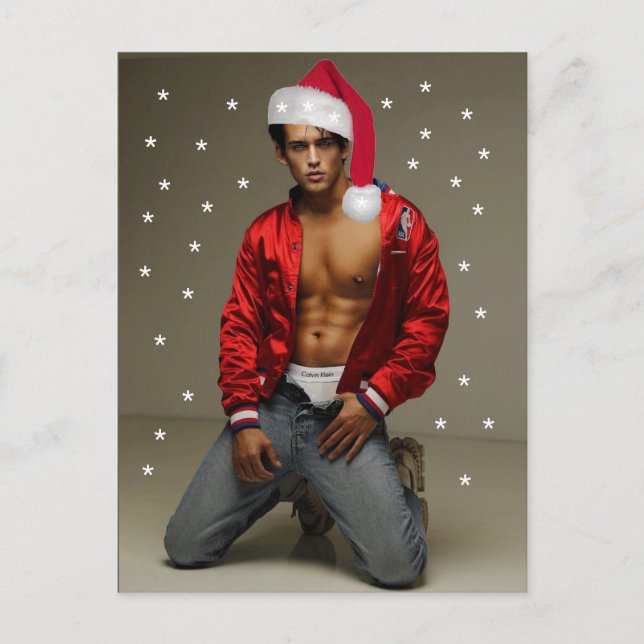 Hottest Hunks på Planet Buff Santa Postcard Vykort (Framsida)