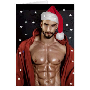 Hottest Hunks på planeten! Julbuff Santa Hälsningskort