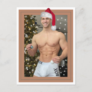 Hottest Hunks på planeten! Julbuff Santa Helg Vykort