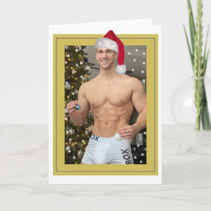 Hottest Hunks på planeten! Julbuff Santa Kort