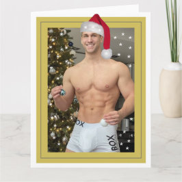 Hottest Hunks på planeten! Julbuff Santa Kort