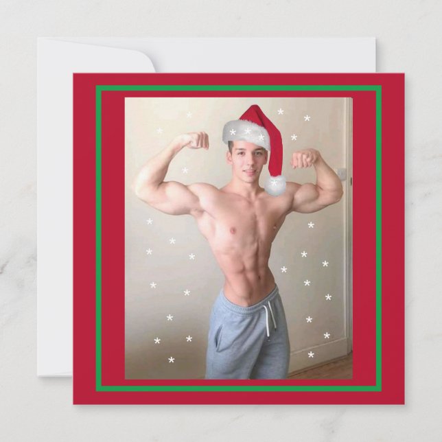 Hottest Hunks på planeten! Julbuff Santa Kort (Framsida)