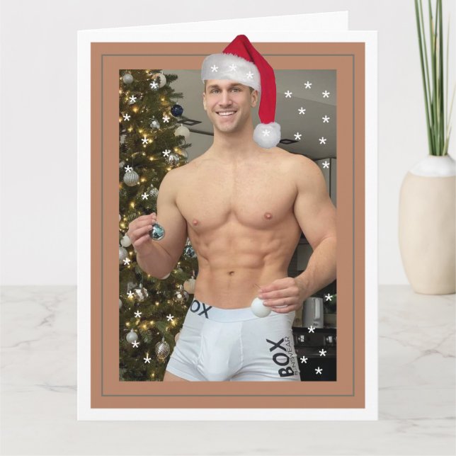 Hottest Hunks på planeten! Julbuff Santa Kort (Framsida)