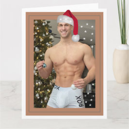 Hottest Hunks på planeten! Julbuff Santa Kort