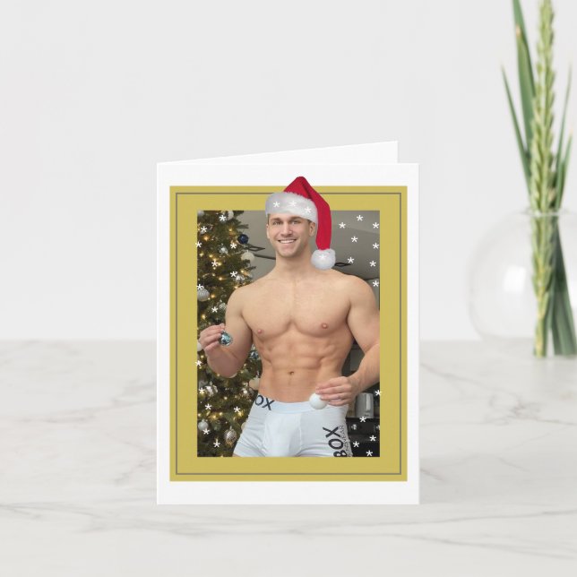 Hottest Hunks på planeten! Julbuff Santa Kort (Framsida)