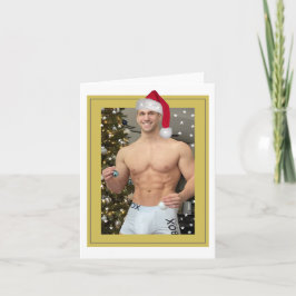 Hottest Hunks på planeten! Julbuff Santa Kort