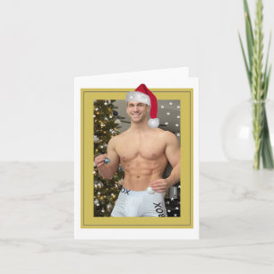 Hottest Hunks på planeten! Julbuff Santa Kort